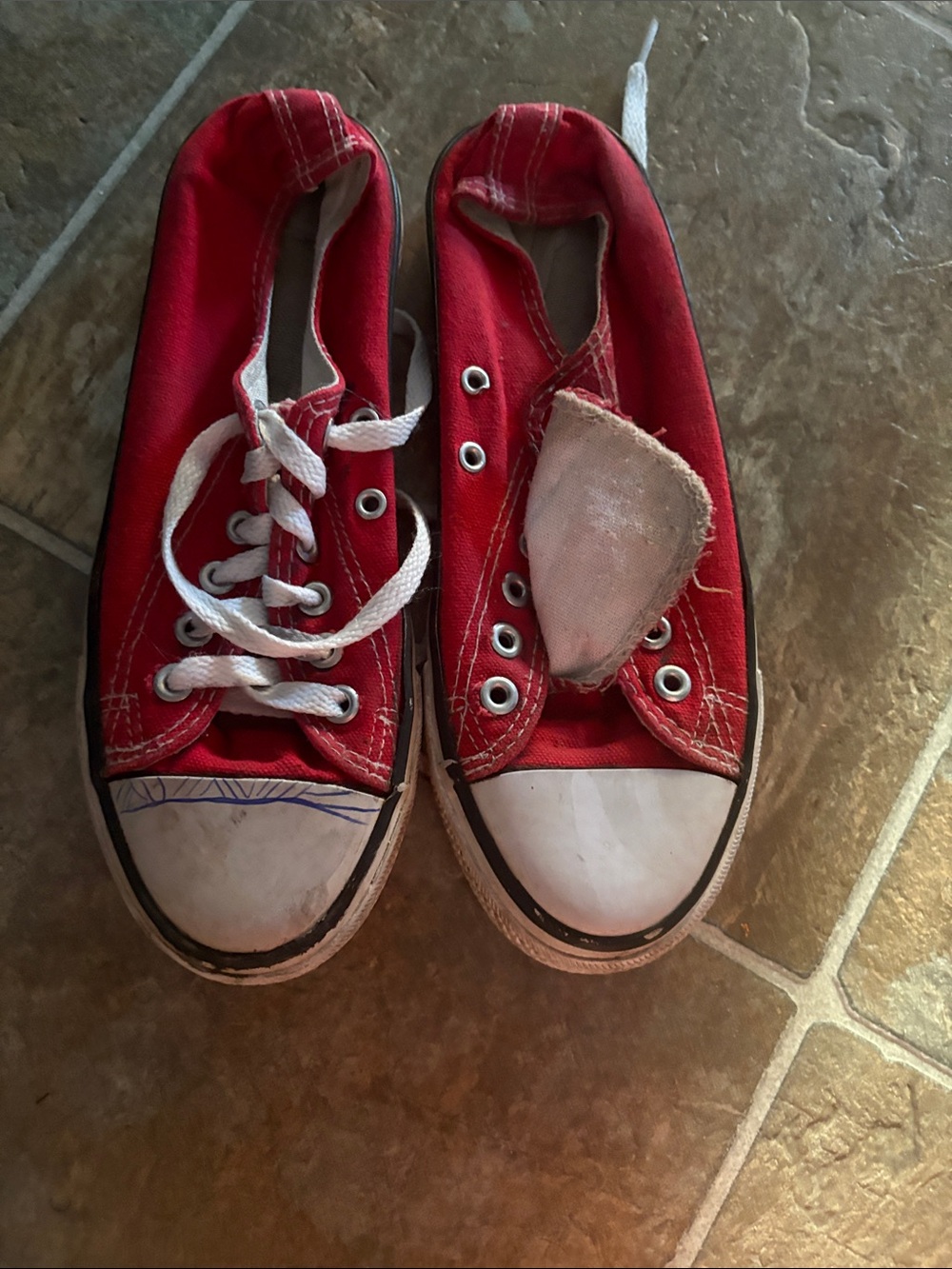 Red Canvas Lace-Up Sneakers
